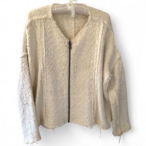 Free People Favorite Crush Distressed Ivory Jacket